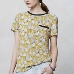 Maeve Womens Top Size 8 Owl Yellow